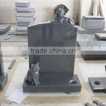 European style granite cat carving headstone