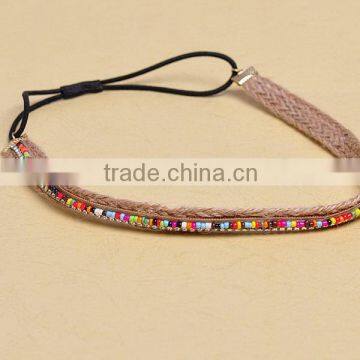 2014 wholesle Bohemia hemp rope diamond hair with hair color magnetic beads headband