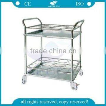 AG-SS021A CE ISO with wheel hospital water bottle stainless steel trolley