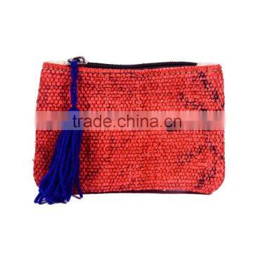 Natural Furnish Cotton Small Pouch with Tassels