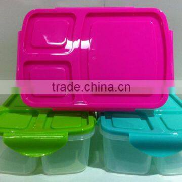 2016 Hot Selling in USA Microwaveable Plastic Lunch Box with Clip Cover PP Bento Box