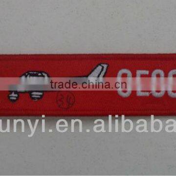 embroidered airplane keyring labels