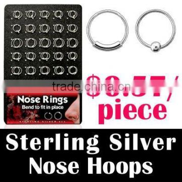 Silver Jewelry: Sterling Silver Nose Rings, Nose Hoops, Nose Studs, Nose pins, Nose Jewelry