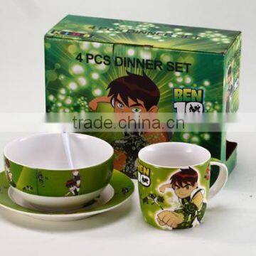 4 pcs ceramic dinner sets in lovely pictures