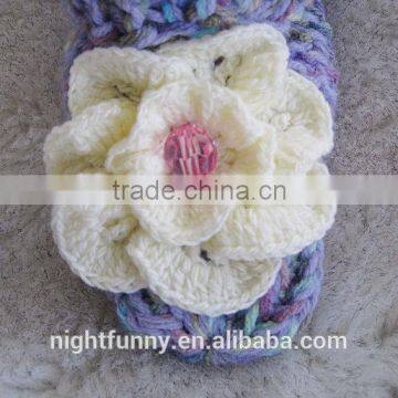 Purple Multi-color Knit Slippers,crochet Pale Yellow Flower,Alaskan Lilies,baby Shower,customized Size for Women and Baby photo-2