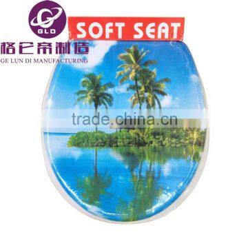 GLD soft closing toilet seat printing toilet seat,PVC soft toilet seat,Soft close hinged toilet seat for WC