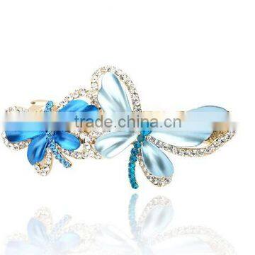 fashionable butterfly shape alloy enamel crystal hair claw clip