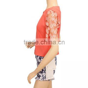 2015 Own Design 100% Polyester Applique Sleeve Lady Blouse photo-2