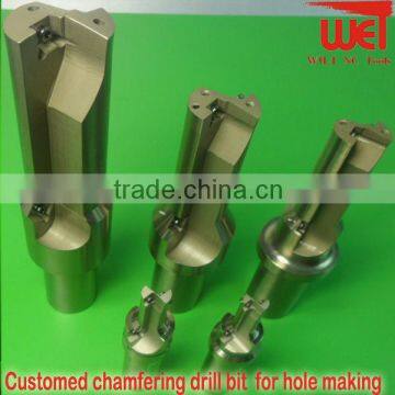 Customed chamfering drill bit for hole making