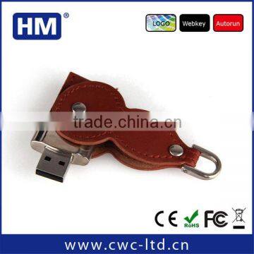 USB with leather cover 2GB4GB8GB16GB FCC/CE/ROHS HM wholesale Custom Solution Leather USB flash drive LOGO embossing