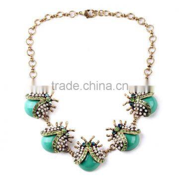 2015 Summer Mini Pearl Jeweled Bee Fly Insect Design Statement Necklace