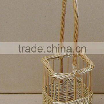 factory wholesale natural willow / wicker weaving wine holder basket for single bottle with handle