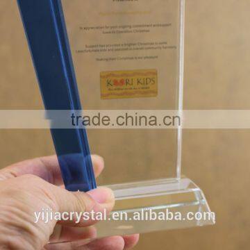 New Fashion Factory Directly Sale Crystal Blue Trophy and Award