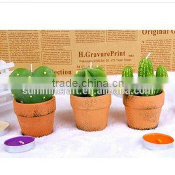 Custom processing green plant cactus candle