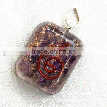 Wholesale Amethyst Orgone Rounded Square Pendant