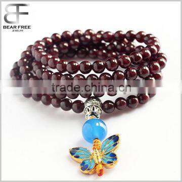 2016 New Style Hot Natural Crystal Bracelet Garnet Blue Agate Prayer Beads Rosary Bracelet 108 Bracelet photo-2