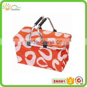 Folding supermarket basket portable shopping metal basket folding lagre capacity shopping basket