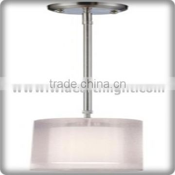 UL Listed Modern Hotel Room Hanging Light With Double Fabric Shades Pendant Lamp Fixture C50300