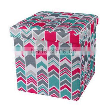 Kilim Faux Fur Foldable Storage Ottoman