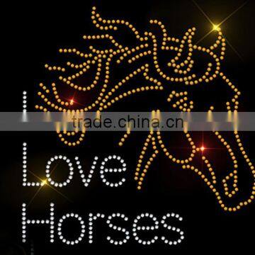 Hot Fix Heat Transfer Rhinestones Motif Iron On Horse