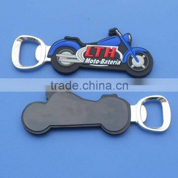 custom motorbike shaped rubber pvc beer bottle opener fridge magnet