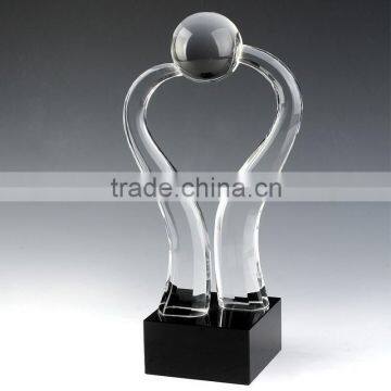 Oem award wholesale holding global ball with black crystal base K9 engraving blank figurine crystal trophy