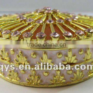 Jeweled Round Shape Metal Jewelry Box