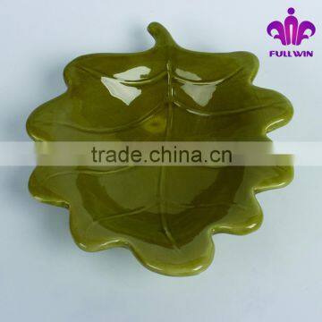 Harvest Design Ceramic Leaf Dish With Green Color photo-2
