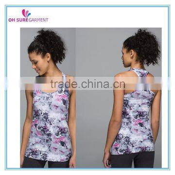 digital printing womens dry fit polyester sports tank top