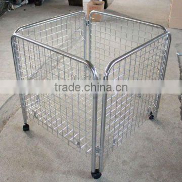 supermarket foldable metal wire basket display rack