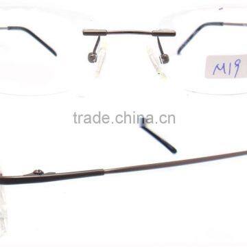 Rimless memory metal hinged optical frame eyewear