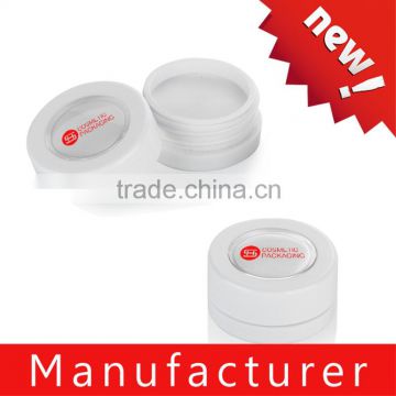 2016 empty round white cosmetic jar with sifter