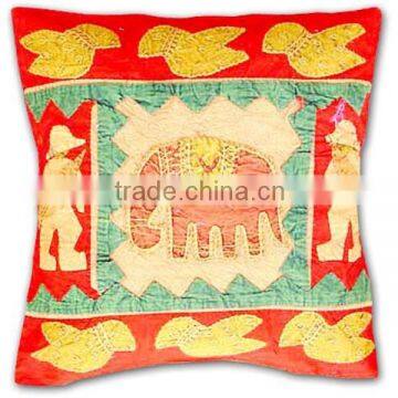 Ethnic design bird elephant work cotton cushion cover 45*45cm