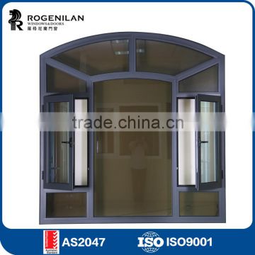 ROGENILAN 108 series energy saving water proof aluminum top arch window prices