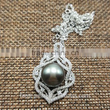 wholesale S925 silver seawater Tahitian pearl pendant necklace jewelry