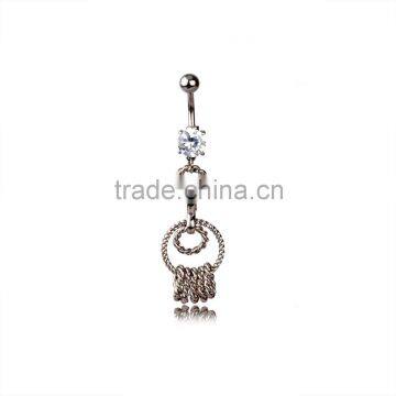 Multi Iron Ring Inlay Dangle Belly Button Naval Ring.