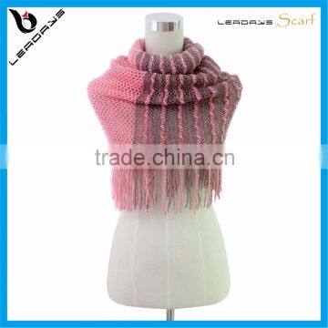 two tone color fringe best selling magic knitted infinity scarf