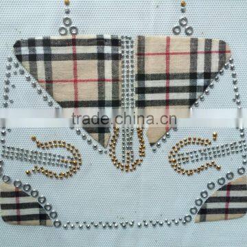 factory direct hot fix motif with fabric and rhinestuds for garment iron on rhinestone transfer