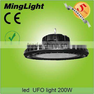 200w UFO style led high bay light with ceiling mount for warehouse lighting