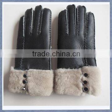 Supply Male Female Genuine Sheepskin Leather Fur Gloves for winter