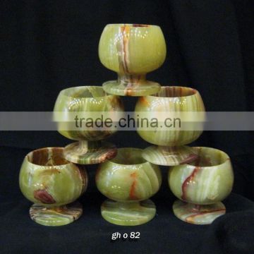 Multi Green Onyx Wine Goblet 6pc Set