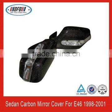 Sedan carbon fiber mirror cover carbon wing mirror cover with light for E46