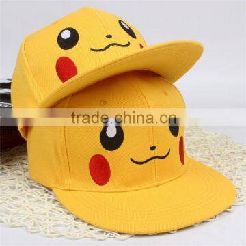 Factroy good selling wholesale Pokemon pikachu hat pokemon pikachu cap pikachu high quality snapback cap