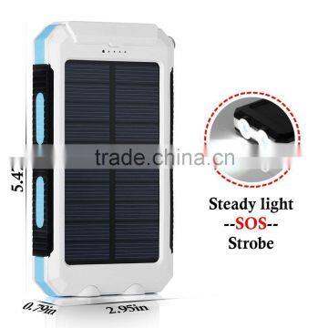 2016 Trending Products 10000mAh Lithium Polymer Battery IP67 Waterproof Solar Power Bank With Flashlight Compass for Outdoor photo-3
