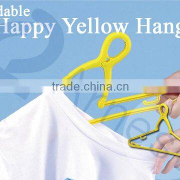 japanese household tool equipment plastic door laundry hangers machine foldable happy yellow hanger 10 pcs set made in JAPAN