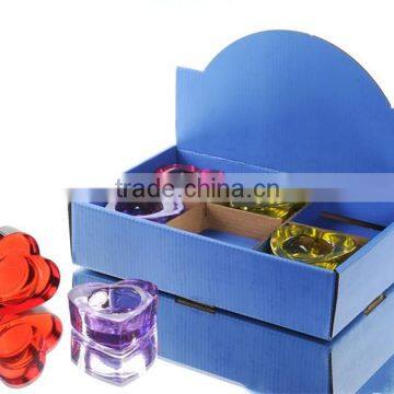 Colored Heart Shape Glass Candle Holder