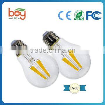 A60 transparent light filament bulbs E27 dimmable filament bulb light