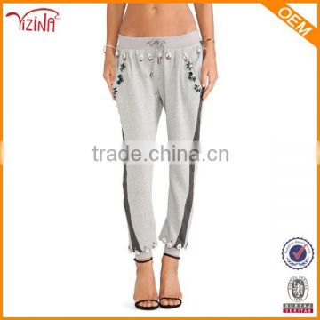 Wholesale Fashion Design Loose Cotton Jogger Pants With Diamond For Women