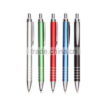 Give away pens matte metallic color ball pen metal clip plastic pen