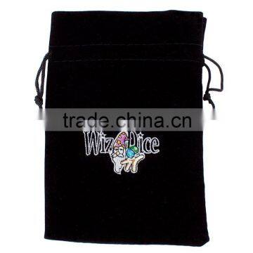 Large 7" x 5" Black Velour Pouch with Drawstring for dice